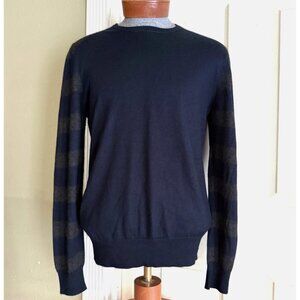 mens size L Belstaff cashmere silk lightweight crewneck sweater jumper navy/gray